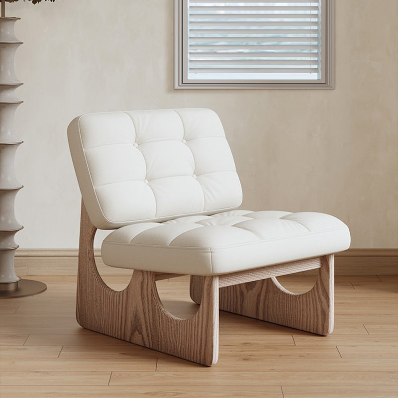 Nordic Upholstered Fabric Leather Wood Accent Chair
