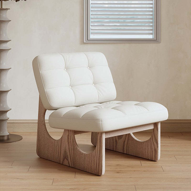 Nordic Upholstered Fabric Leather Wood Accent Chair
