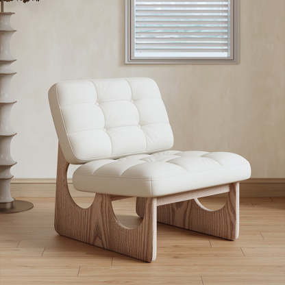 Nordic Upholstered Fabric Leather Wood Accent Chair