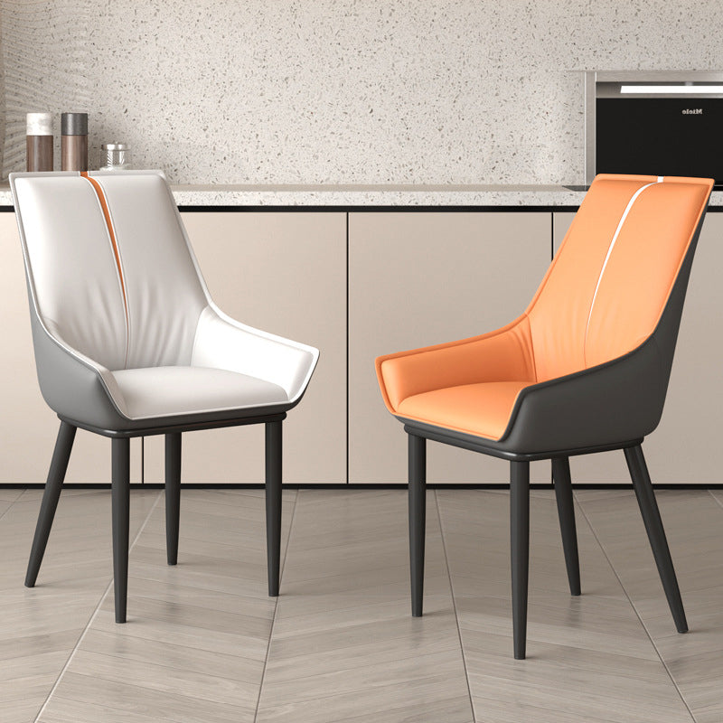 Nordic Leather Upholstered Dining Chair — Dark Gray