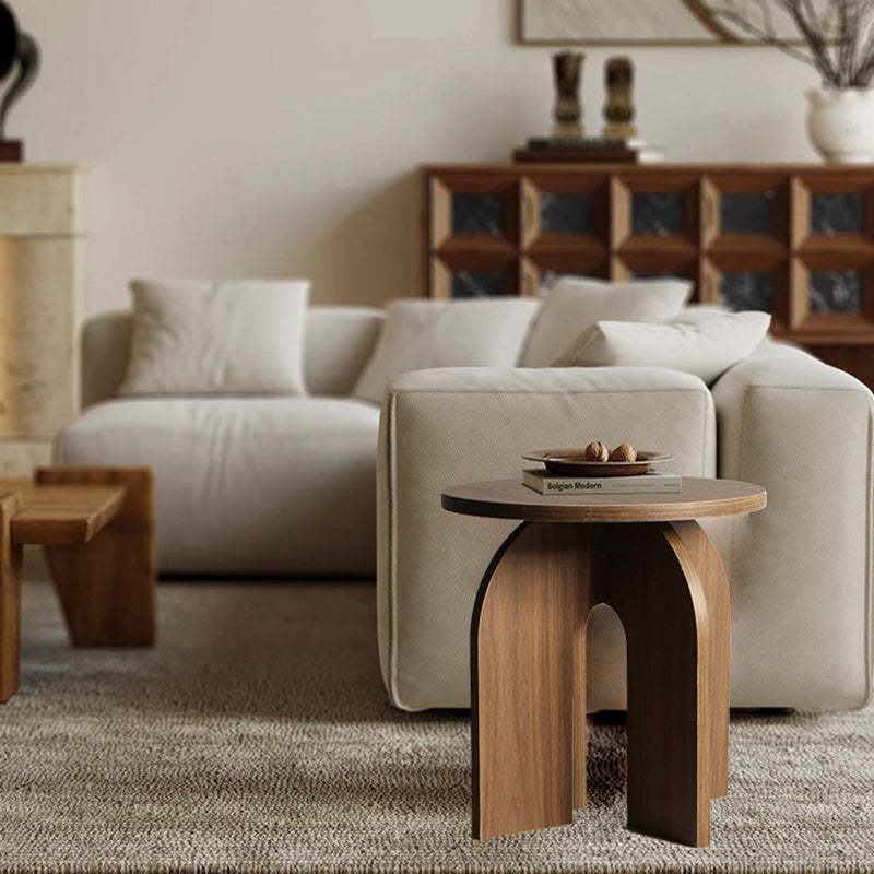 Vintage Geometric Solid Wood Side Table