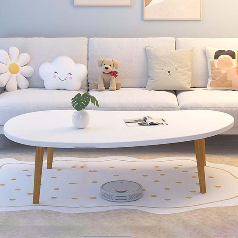Minimalist Curved Oval Wood End Table — Original Wood Color