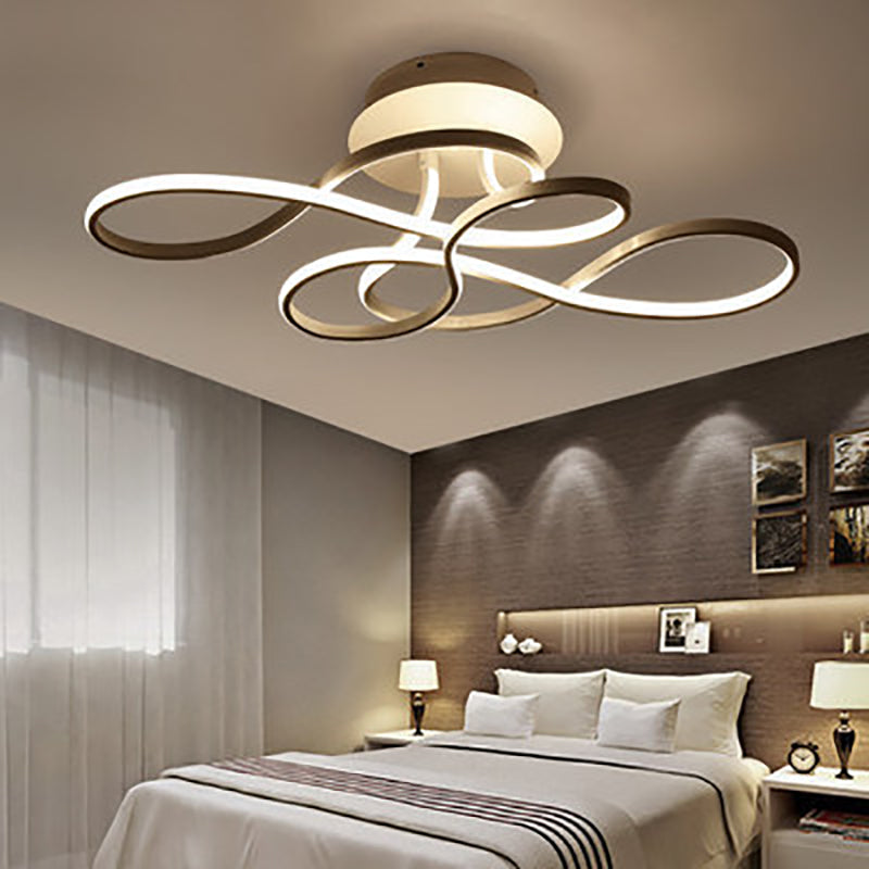 Lighom creative home decor aluminum semi-flush mount light — 13.39" H x 20.87" Dia / Warm White (3000K) / White