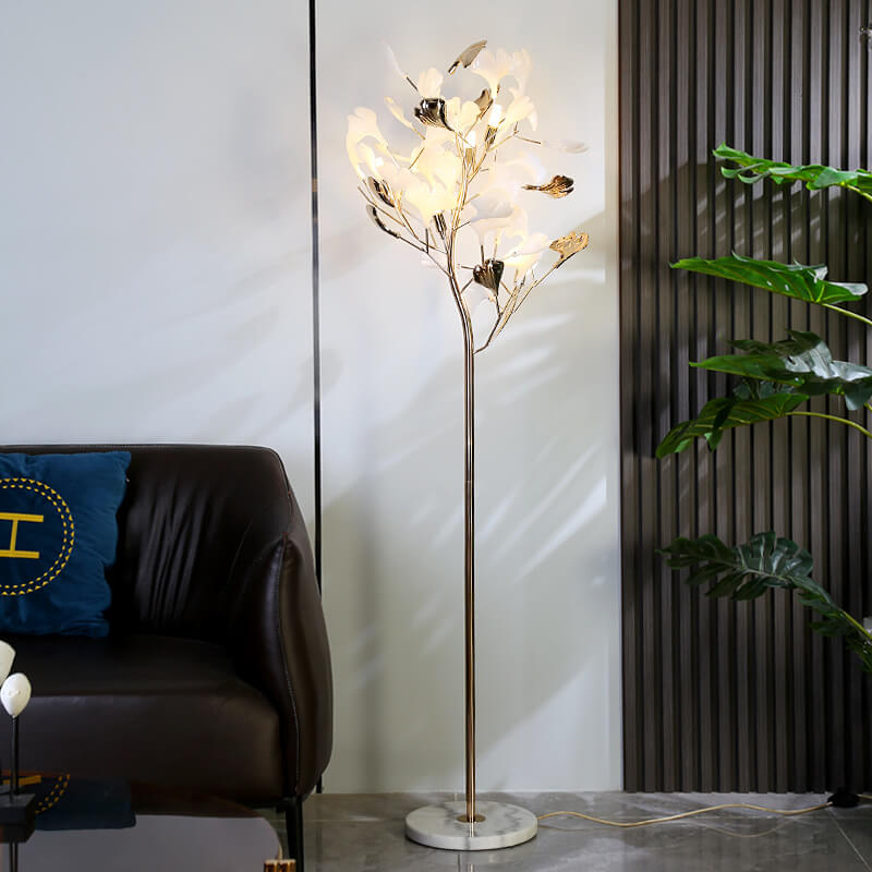 Nordic Romantic Ginkgo Leaf Iron 5-Light Floor Lamp