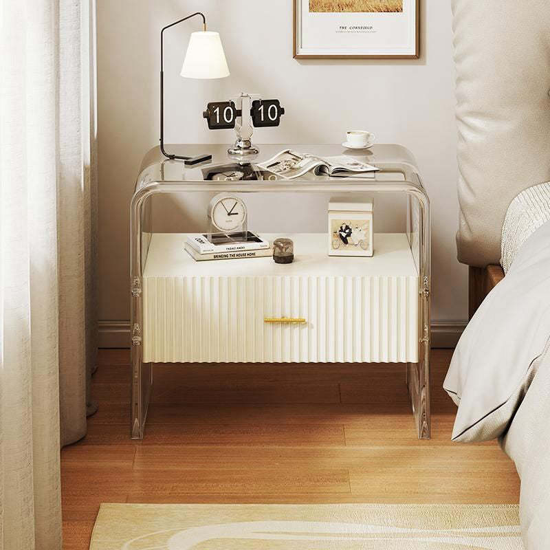 Modern Acrylic Solid Wood 1-Drawer Nightstand