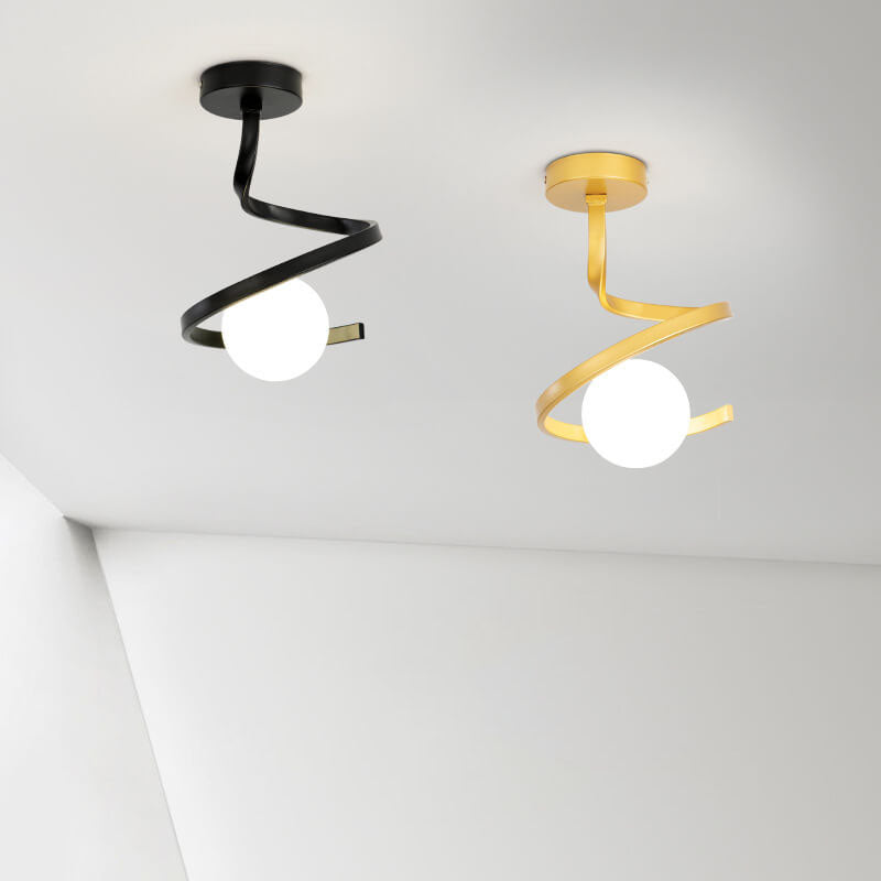 Modern Glass Orb Curve Ceiling Light