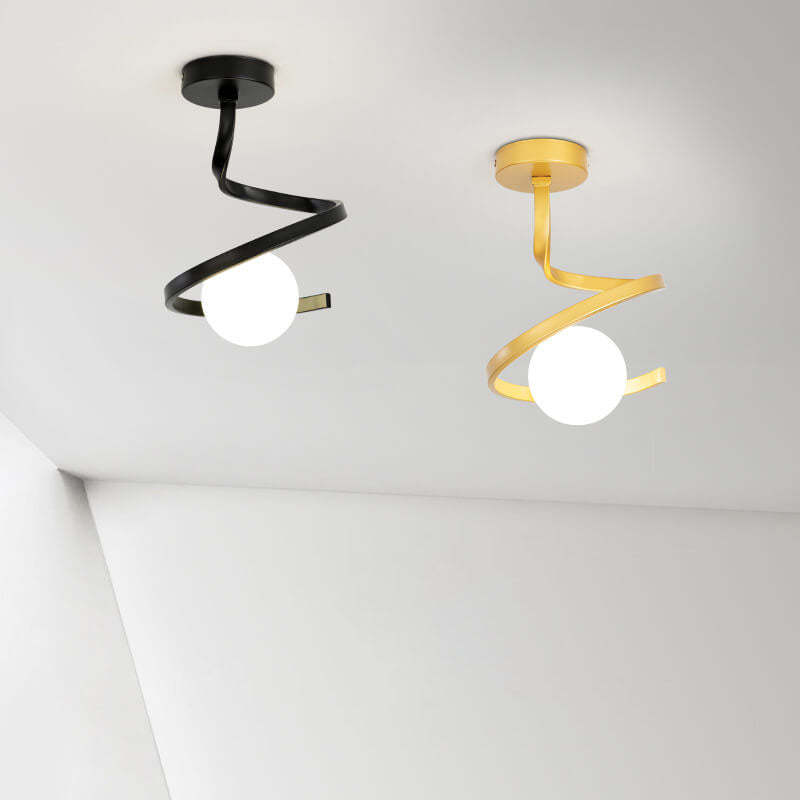 Modern Glass Orb Curve Ceiling Light