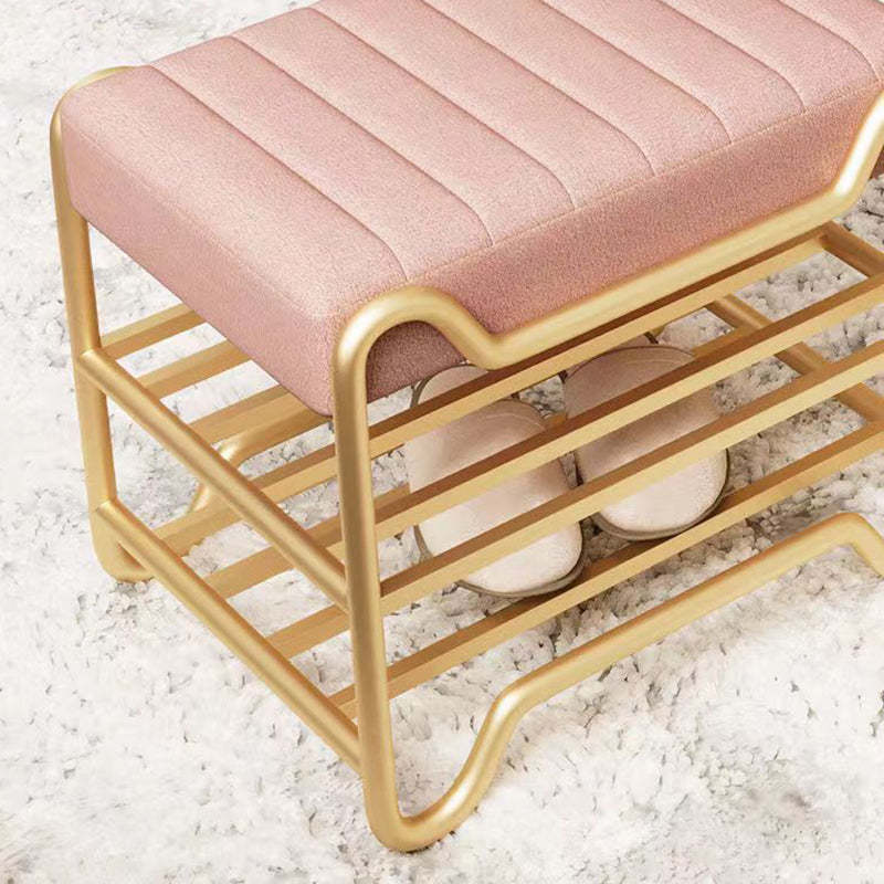 Modern Tech Cloth Portable Rectangular Footstool Backless — Orange - Cloth