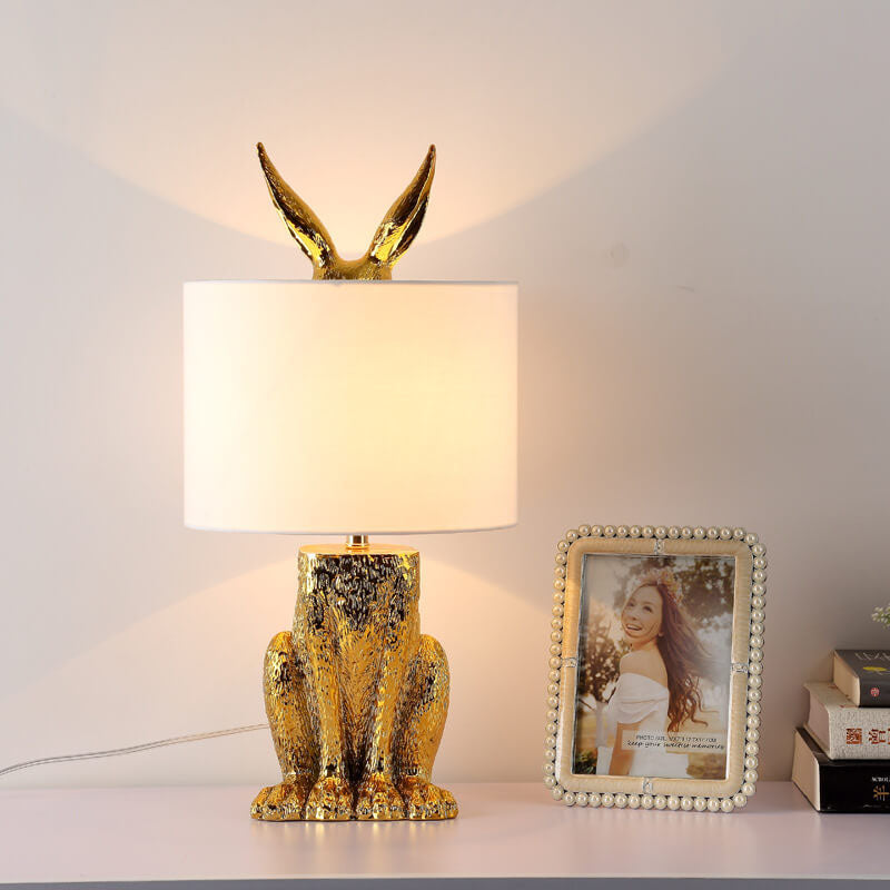 Modern Cylindrical Gold Rabbit Table Lamp
