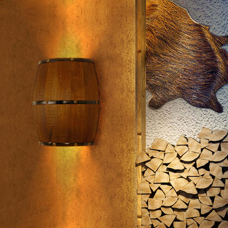 Industrial Vintage Half Barrel Wood Sconce