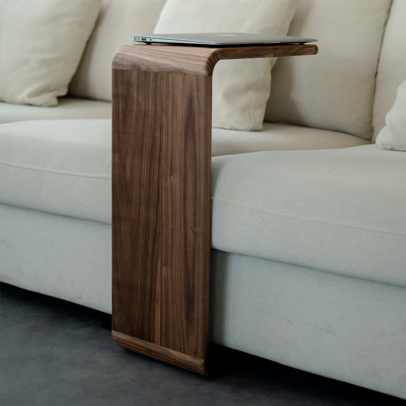 Nordic C-Shaped Walnut End Table