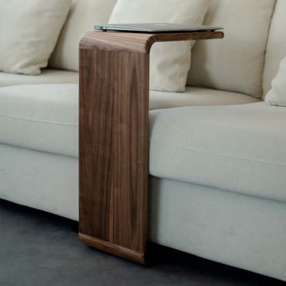 Nordic C-Shaped Walnut End Table