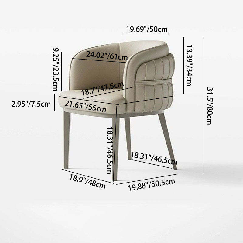 Modern Round Upholstered Leather Steel Dining Chair