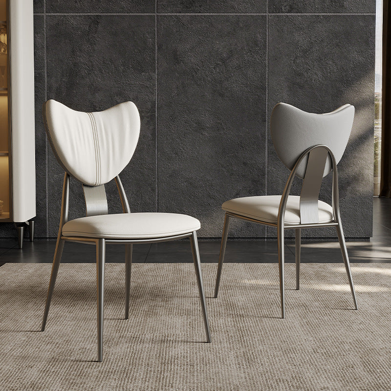 Modern Curved Microfiber Leather Metal Dining Chair