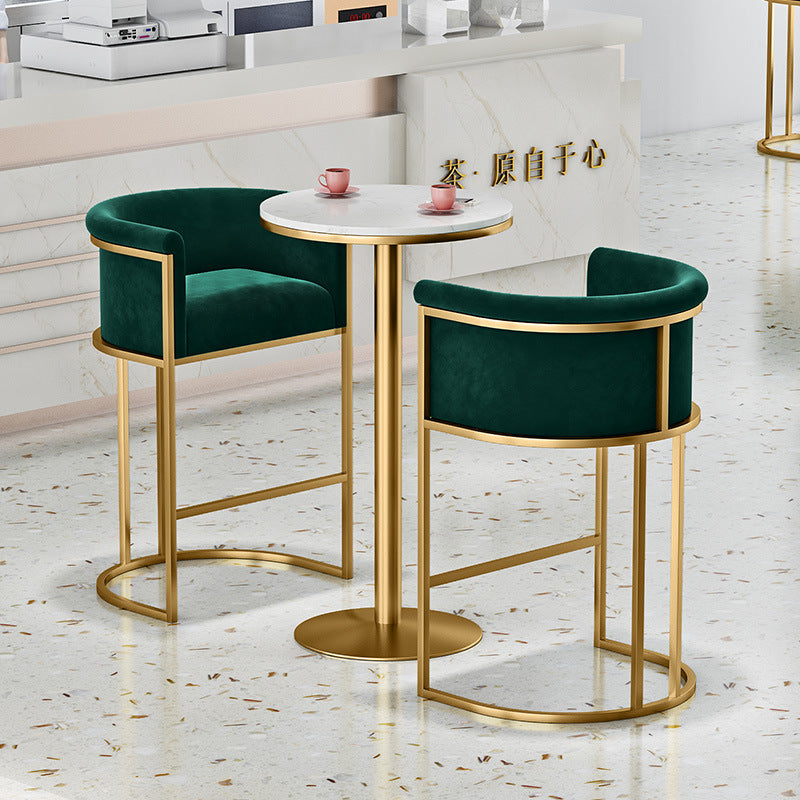 Nordic Half-Round Velvet Metal Armchair — Green