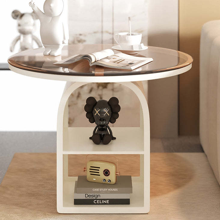 Minimalist Glass Iron 3-Tier Coffee Table