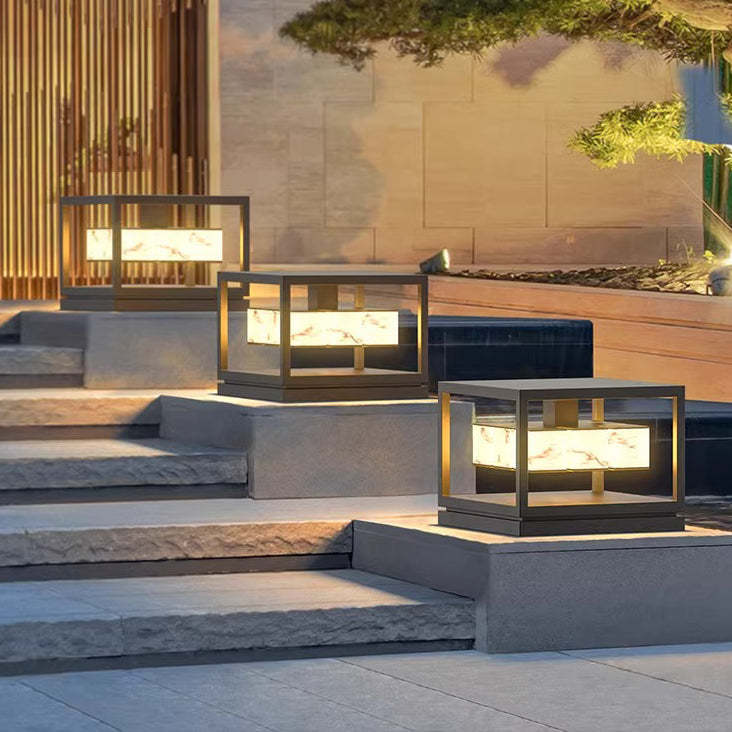 Modern Stainless Steel LED Solar Lawn Post Light