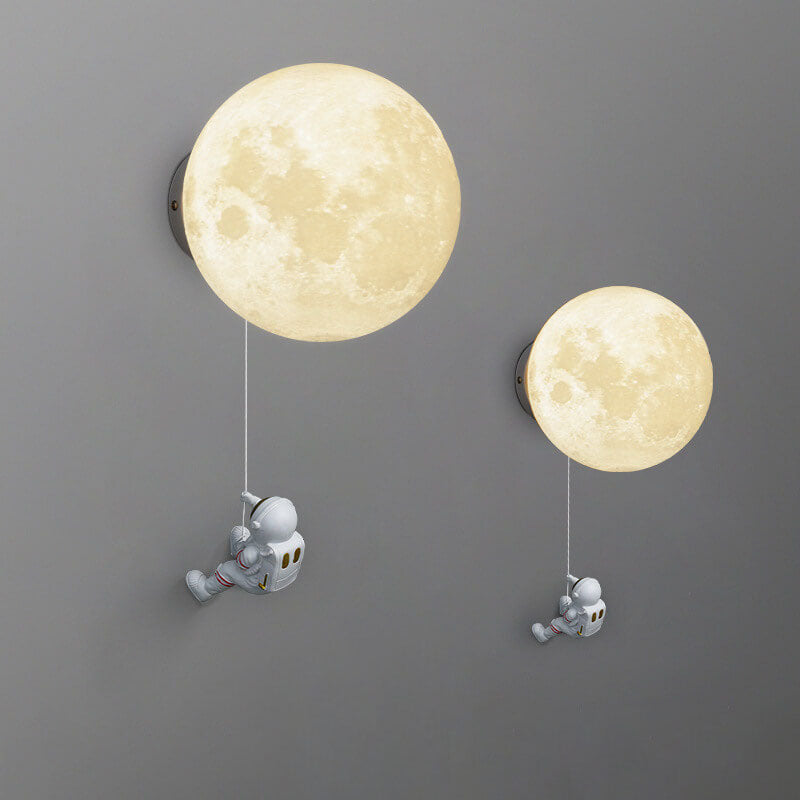 Lighom orb astronaut resin wall sconces for bedroom — Small (12"H / Lunar Lampshade / 220V-240V (UK/AU