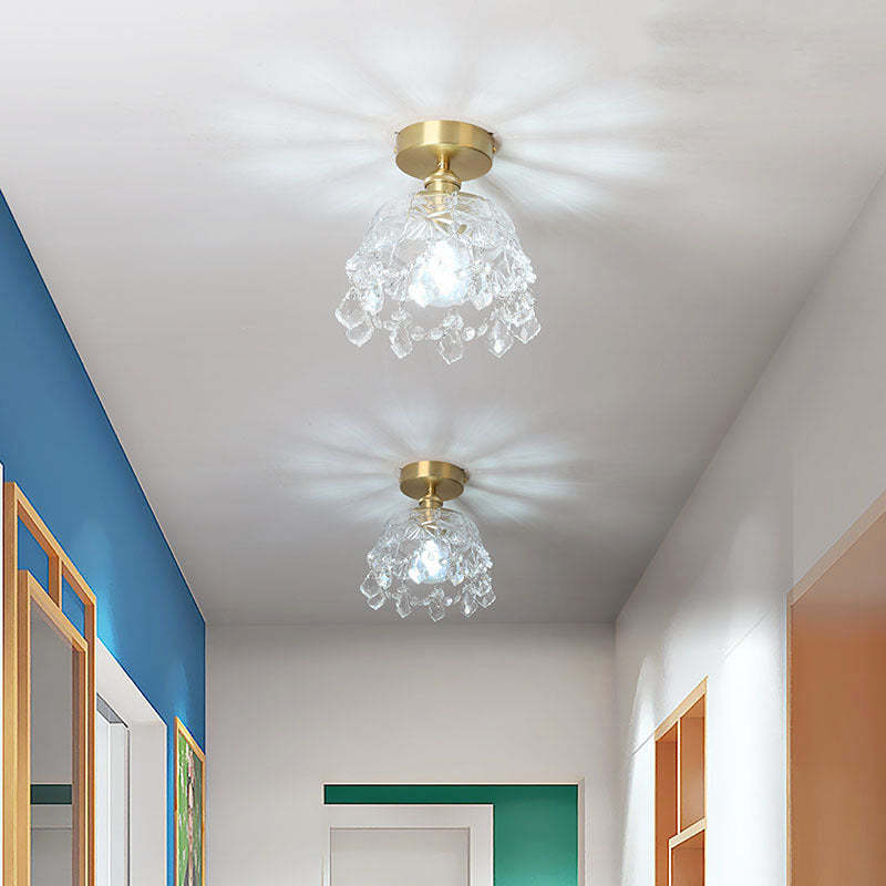 Modern Art Deco Brass 1-Light Ceiling Light