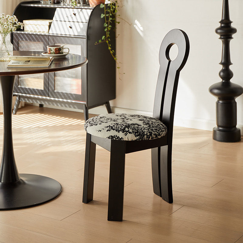 Traditional round wood dining chairs & benches in fabric wood linen