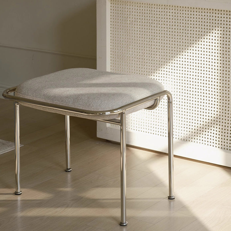 Scandinavian Backless Upholstered Vanity Stool — Yellow - Velvet