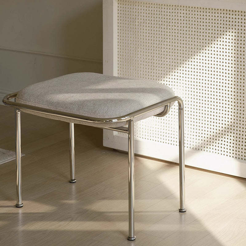 Scandinavian Backless Upholstered Vanity Stool — Yellow - Velvet