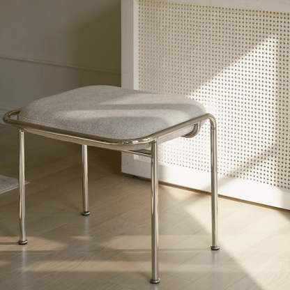 Scandinavian Backless Upholstered Vanity Stool — Yellow - Velvet