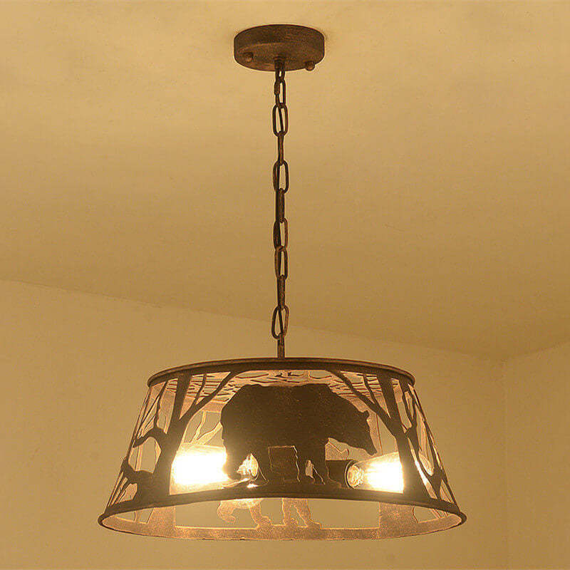 Vintage Trapezoid Animal Iron Pendant Light