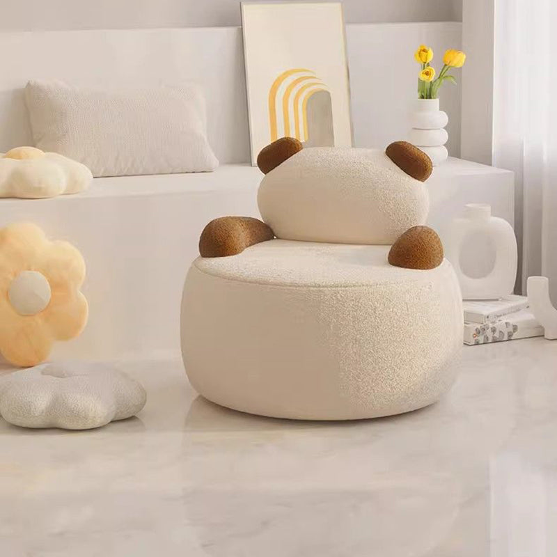 Contemporary Bear Lambswool Wood Accent Chair