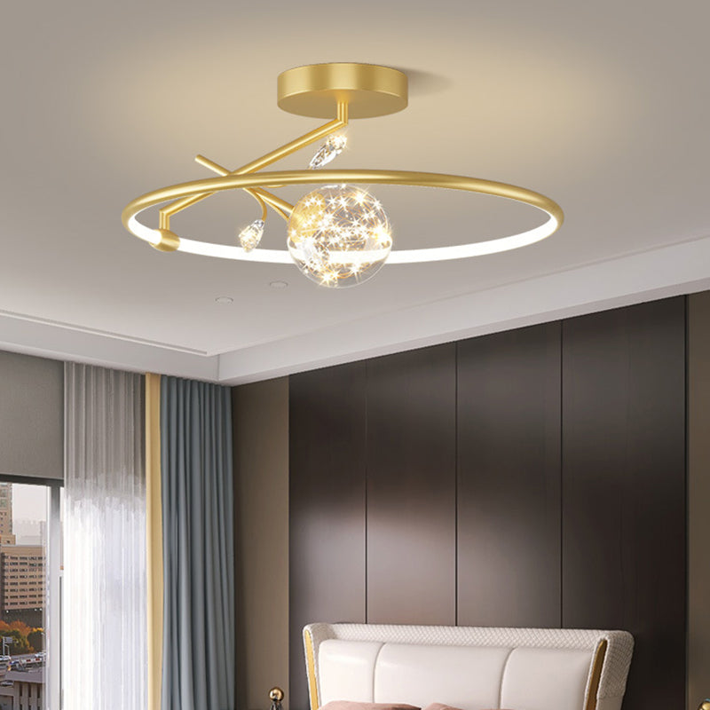 Modern Art Deco Iron Ring Star LED Pendant