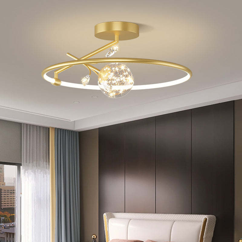 Modern Art Deco Iron Ring Star LED Pendant
