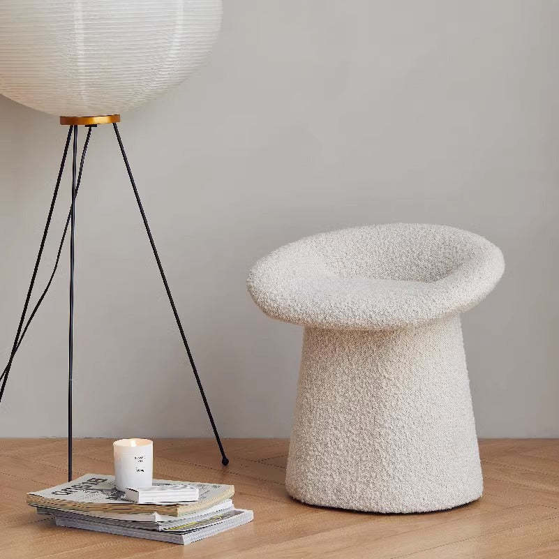 Minimalist Flat Mushroom Metal Lambswool Chair