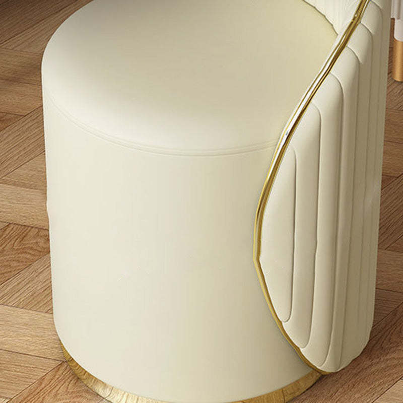 Minimalist Cylinder Iron Leather Vanity Stool