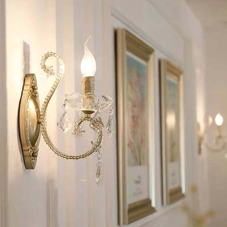 European Vintage Crystal Candelabra Wall Sconce