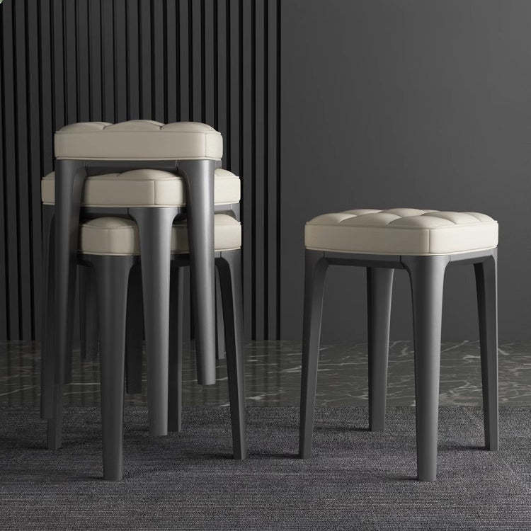 Modern PU Leather Stackable Vanity Stool — Orange