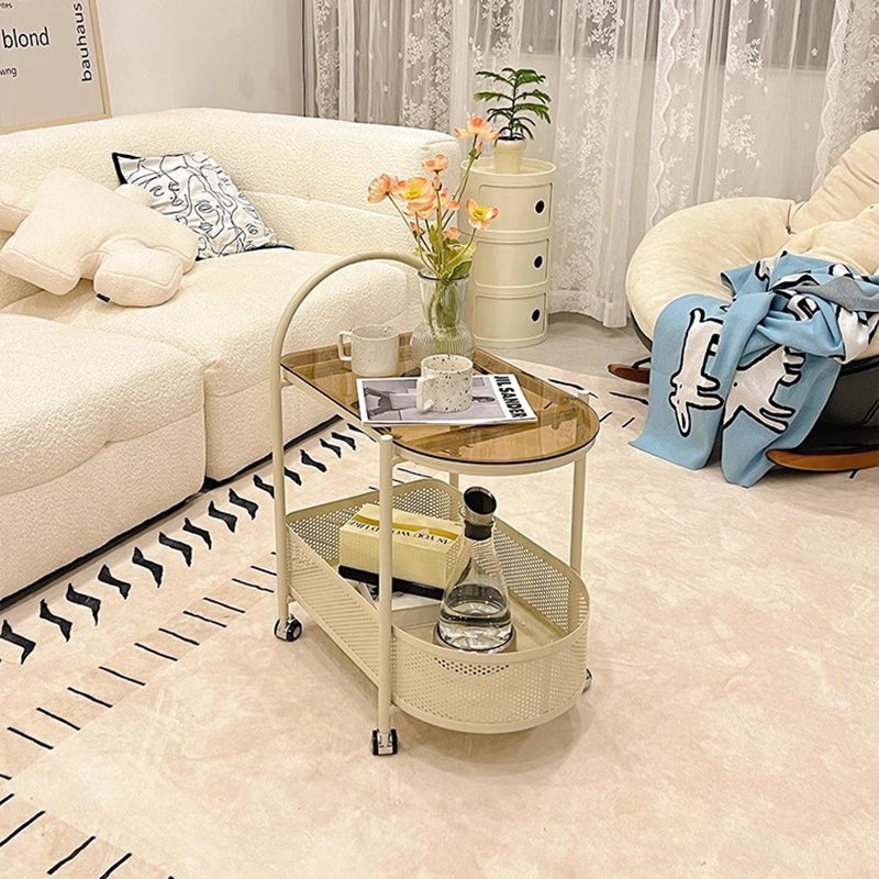 Modern Semicircle Glass Iron Movable Side Table