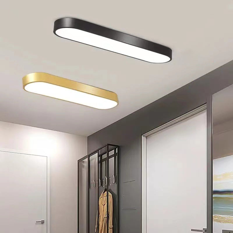 Minimalist strip elliptical gray iron flush mount lighting — 13.78" / Matte Black / 220V-240V (UK/AU)