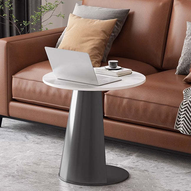 Nordic slab round coffee tables in steel linen wood