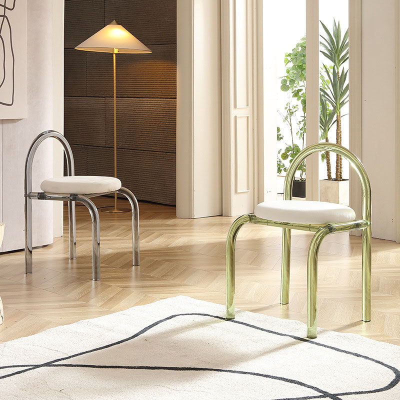 Nordic Acrylic Velvet Round Arched Dining Chair — Red
