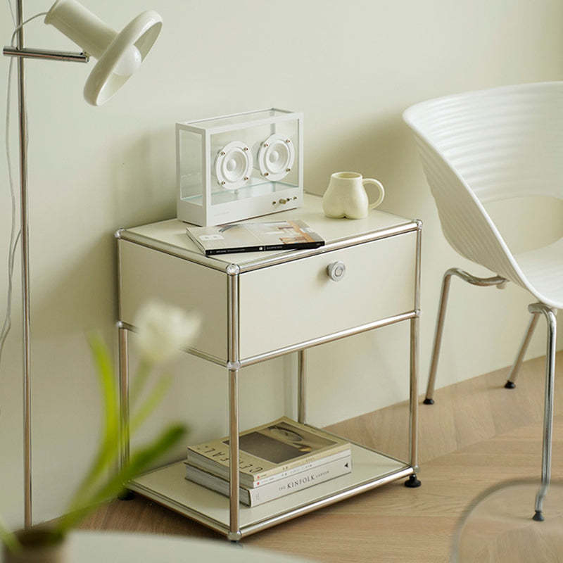 Lighom minimalist 1-drawer stainless black nightstands