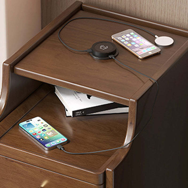 Minimalist Narrow Wood 2-Drawer Nightstand — Without USB / Beech Wood Color