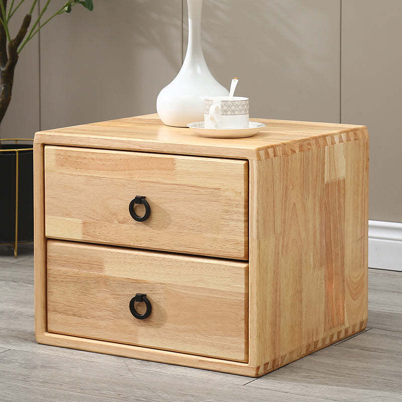 Modern Rubber Wood Metal 1/2-Drawer Nightstand — 1