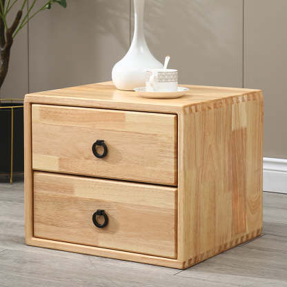 Modern Rubber Wood Metal 1/2-Drawer Nightstand — 1
