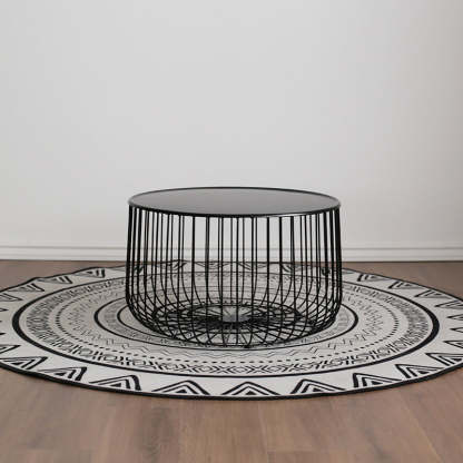 Contemporary Iron Cage Coffee Table — Large - Black