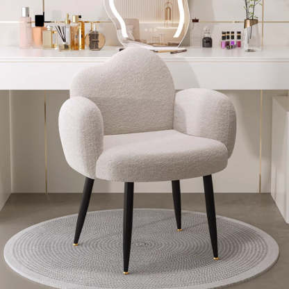 Scandinavian Cloud Lambswool Vanity Stool — Gray