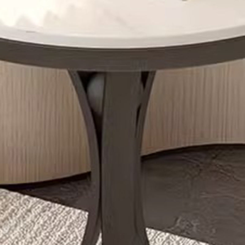 Contemporary Round Rock Slab Iron End Table
