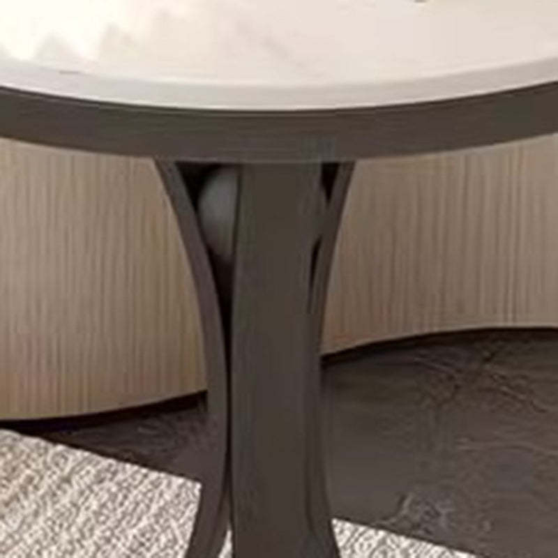 Contemporary Round Rock Slab Iron End Table