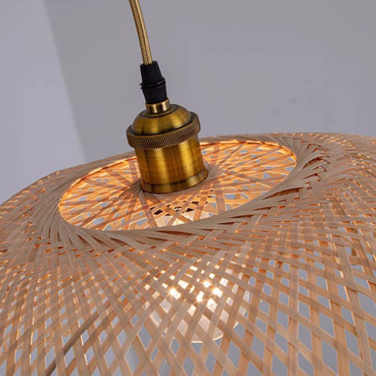 Minimalist Woven Bamboo Lantern Chandelier