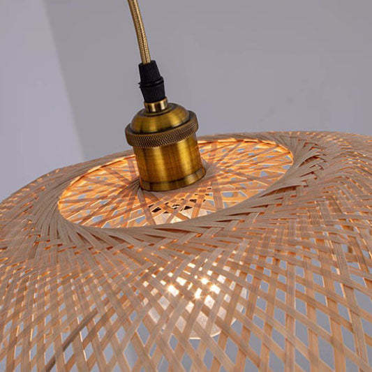 Minimalist Woven Bamboo Lantern Chandelier