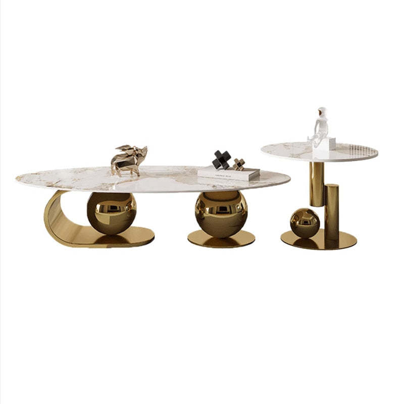 Nordic Elliptical Rock Plate Steel Coffee Table